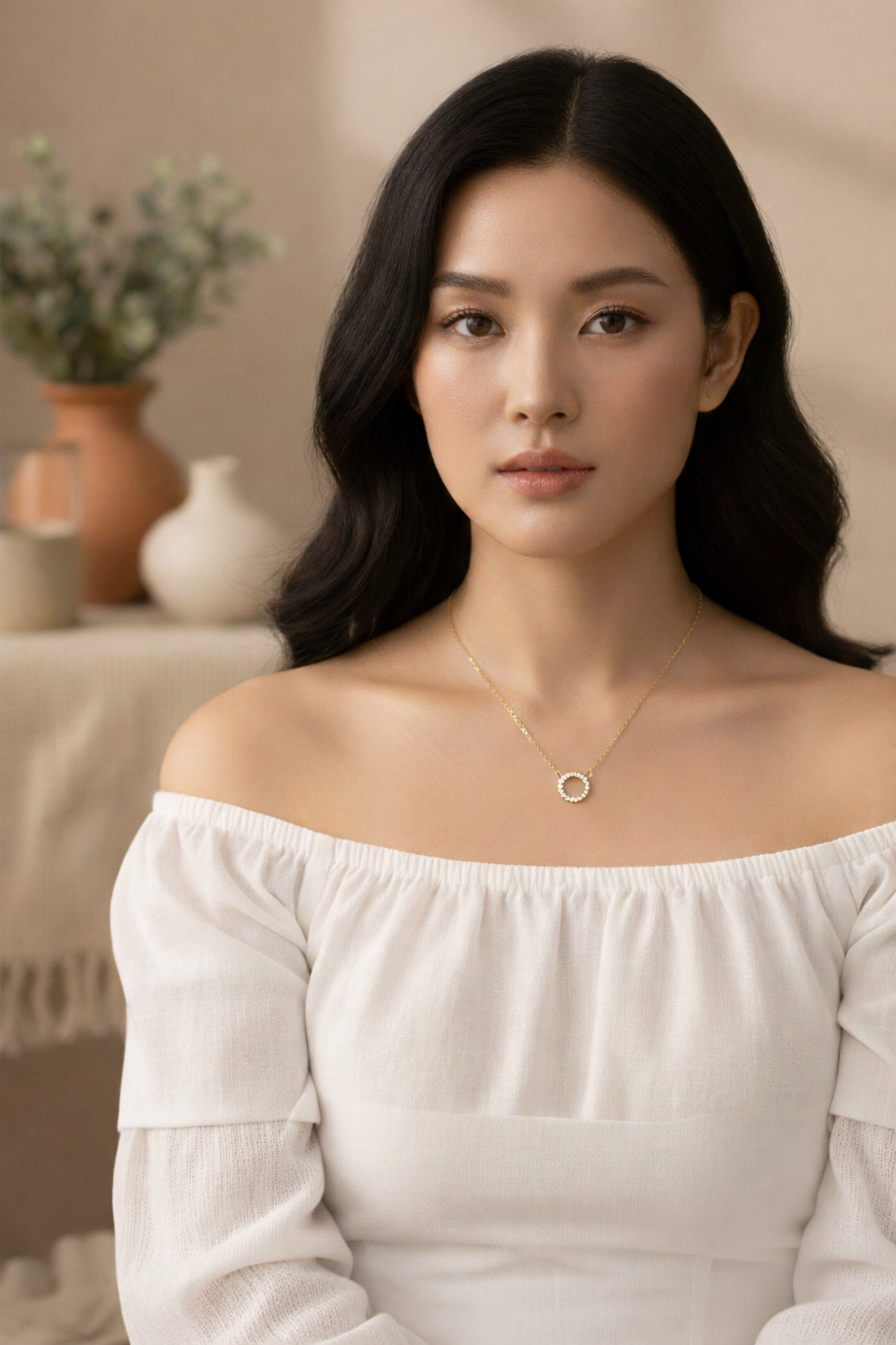 Women's Stone Pendant with Chain Micro Plating