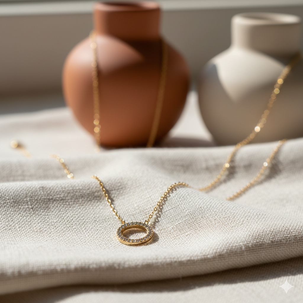 Women's Stone Pendant with Chain Micro Plating